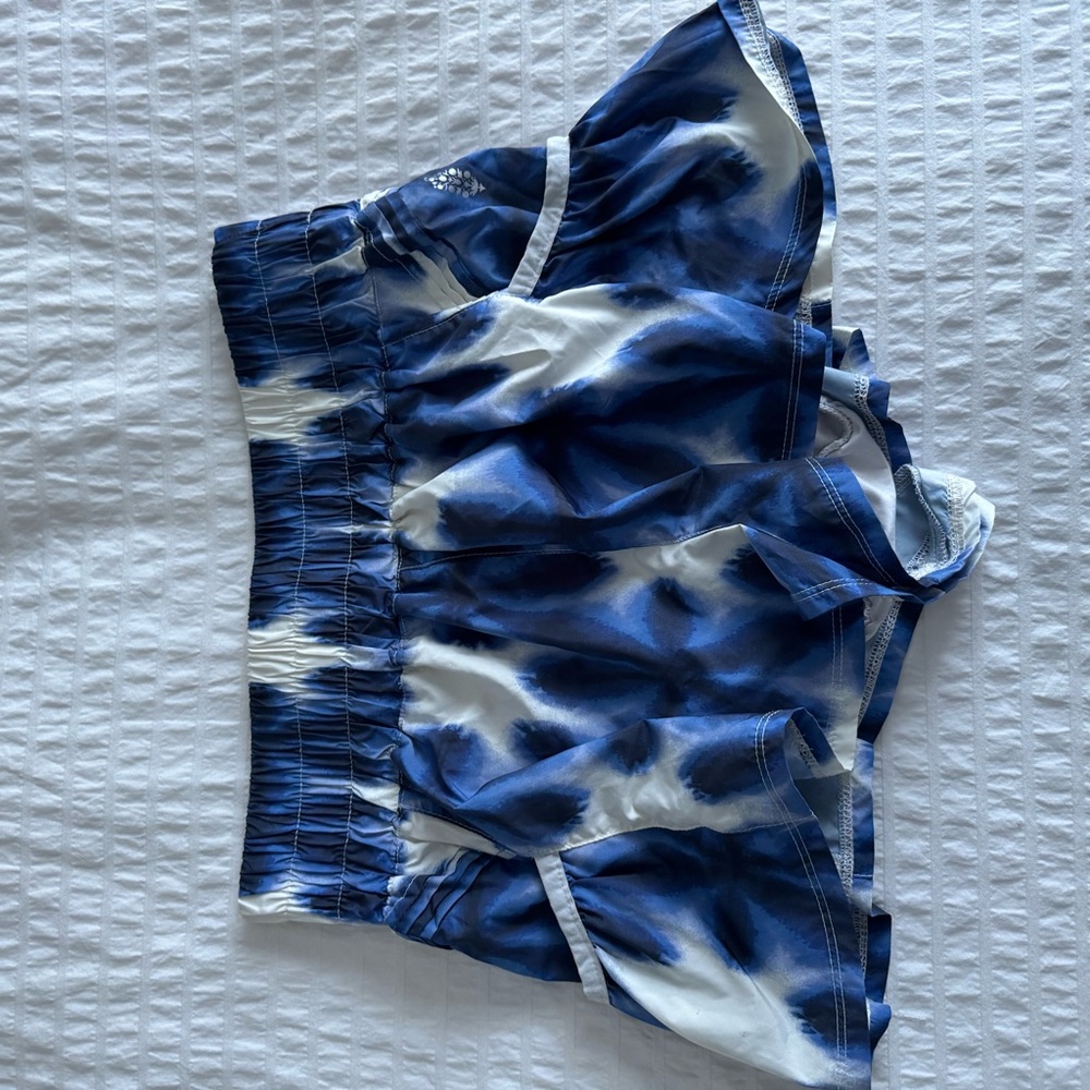 free people movement Get Your Flirt On Blue and White Tie-Dye Shorts